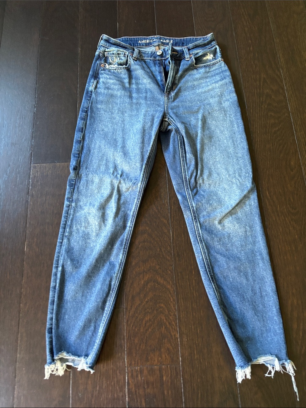 American Eagle Outfitters Distressed Blue Ankle Crop Jeans